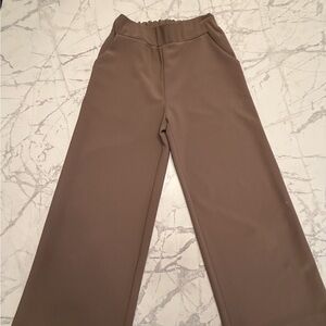 Wide-Leg Pull-On Pants in Taupe